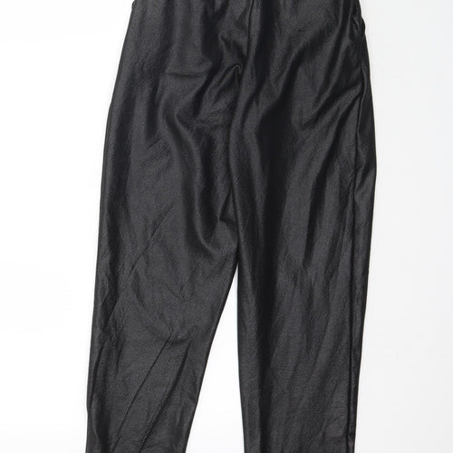 PRETTYLITTLETHING Womens Black   Trousers  Size 6 L27 in - Paper Bag Waist