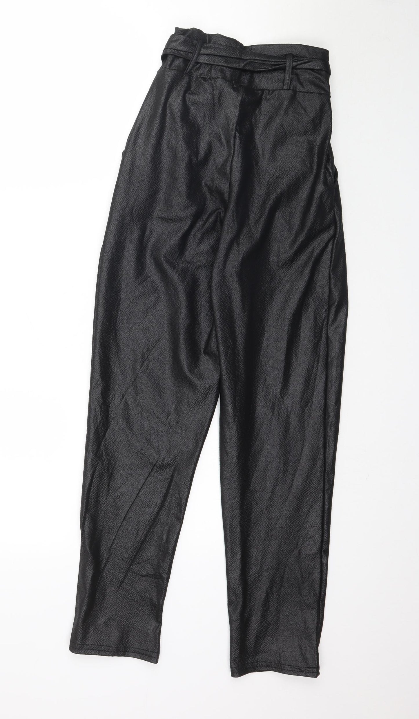 PRETTYLITTLETHING Womens Black   Trousers  Size 6 L27 in - Paper Bag Waist