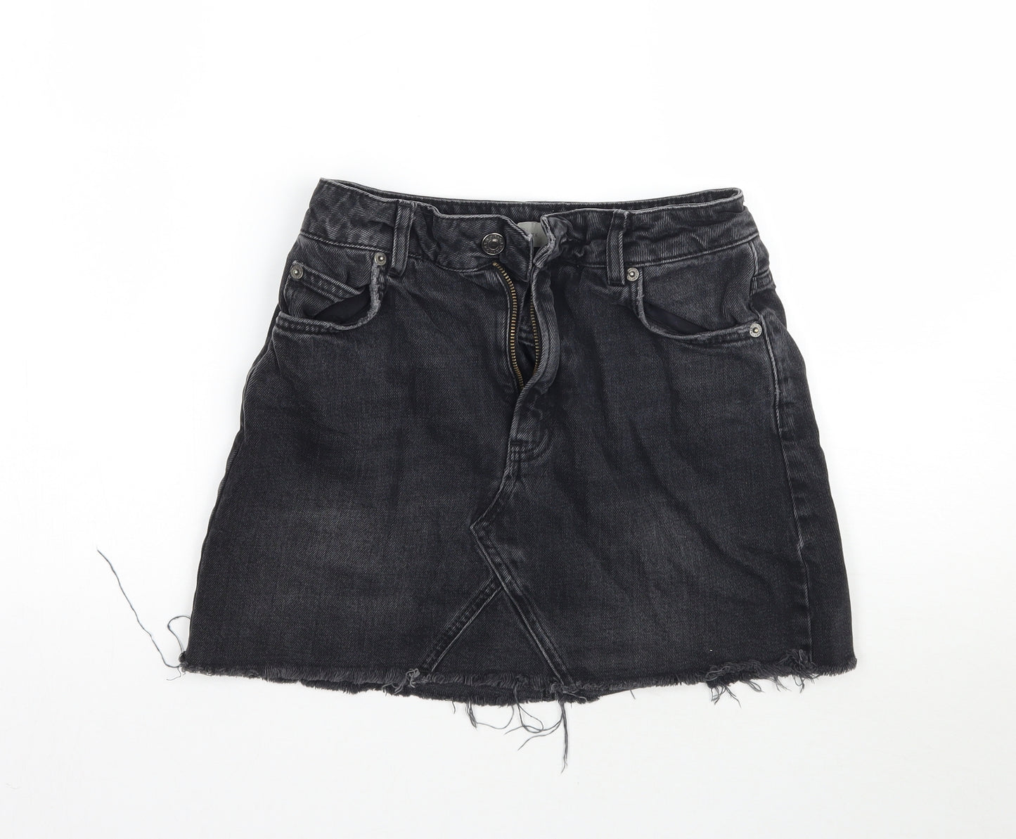 Topshop Womens Black  Denim Mini Skirt Size 6
