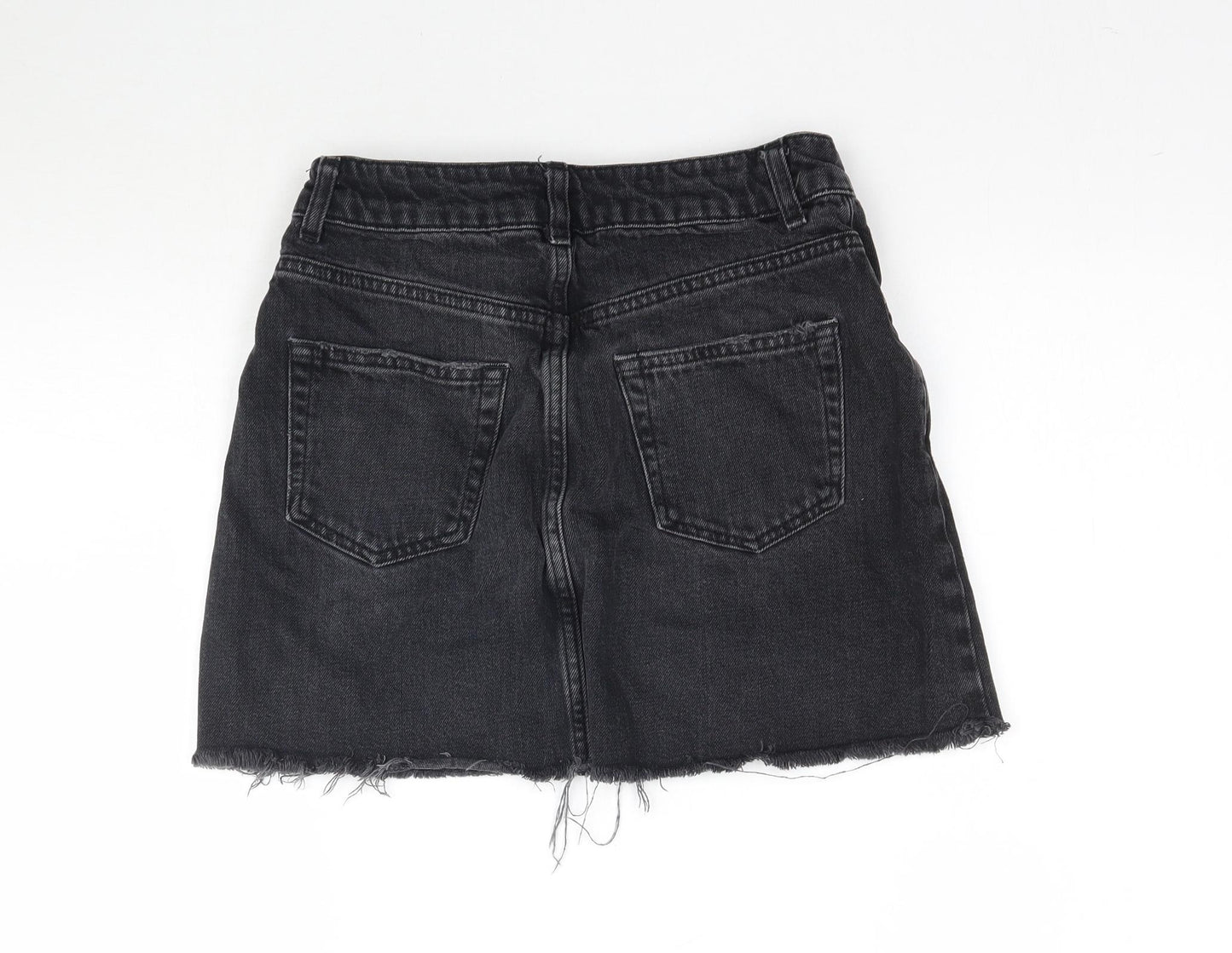 Topshop Womens Black  Denim Mini Skirt Size 6