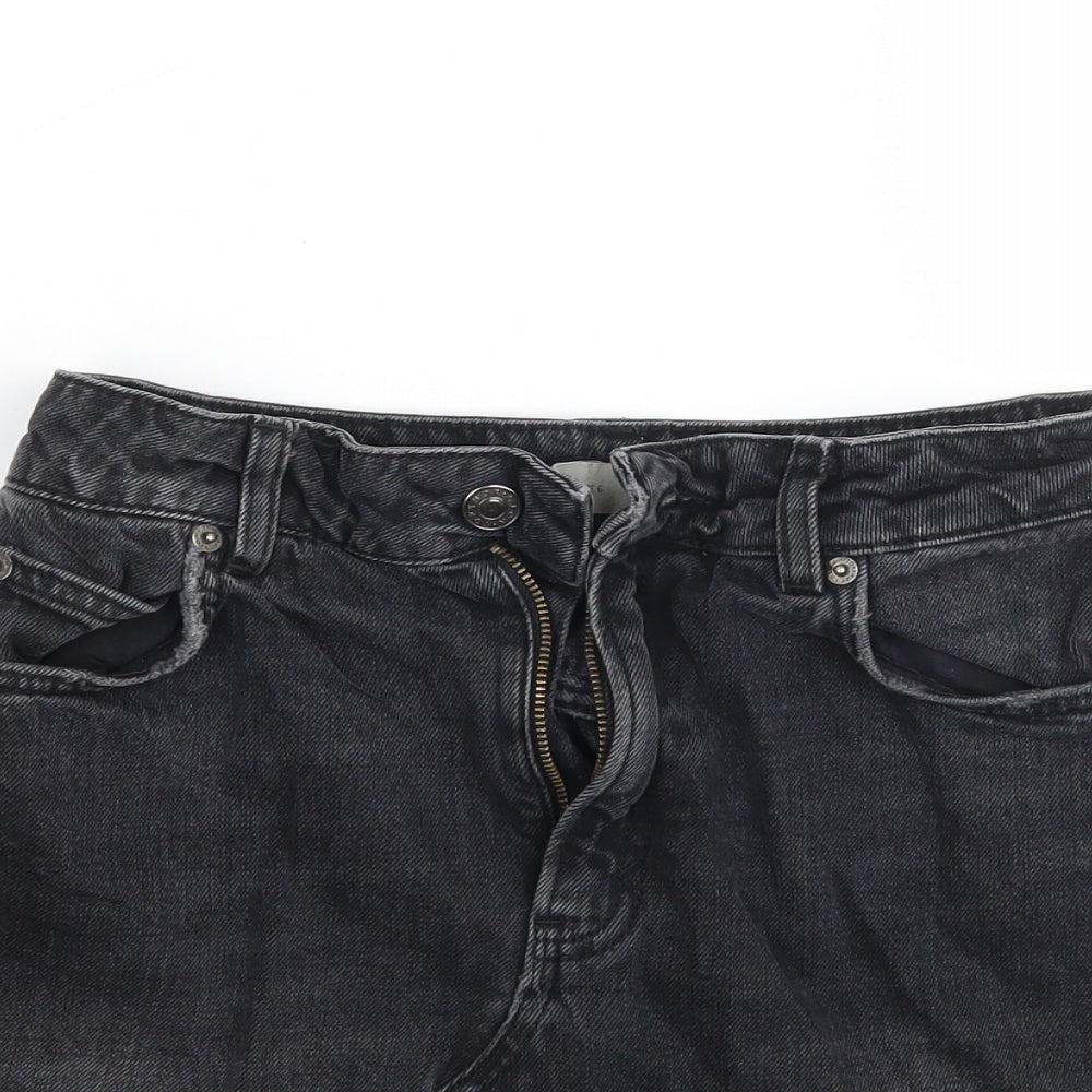 Topshop Womens Black  Denim Mini Skirt Size 6