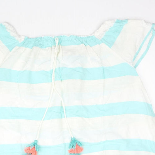 George Womens Blue Striped  Basic Blouse Size XL