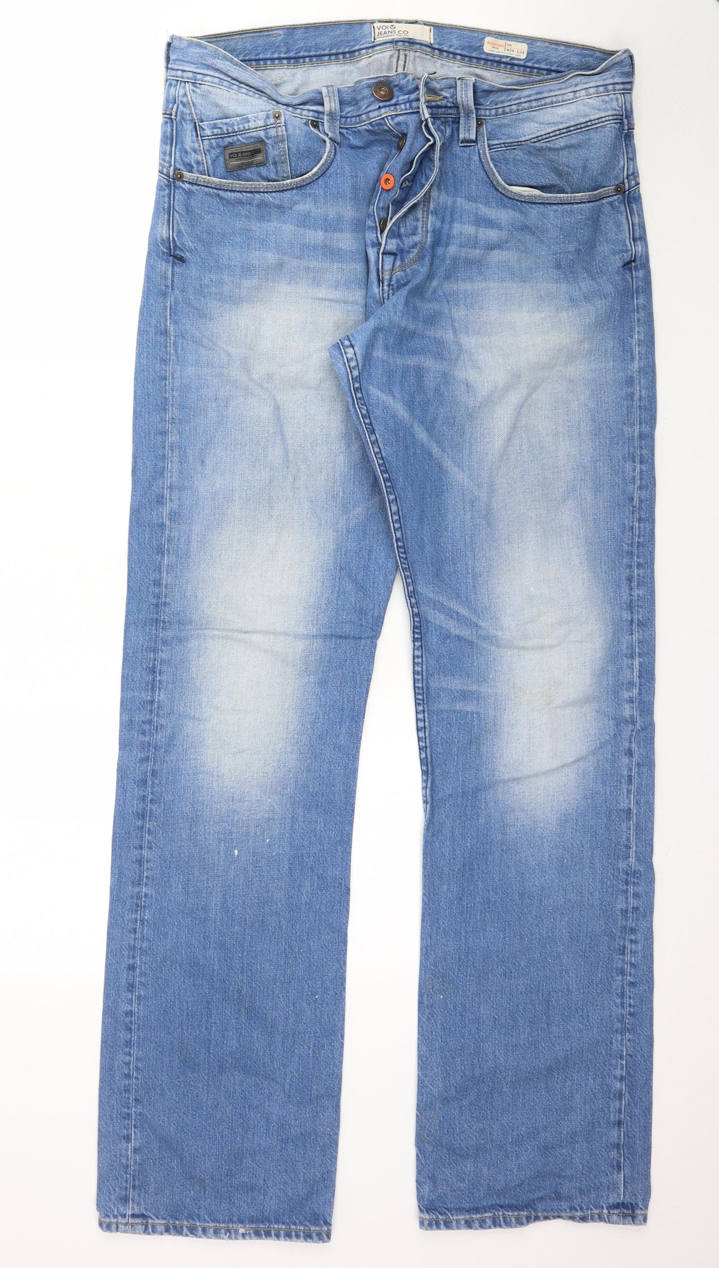 Vol Jeans Mens Blue  Denim Straight Jeans Size 34 L34 in