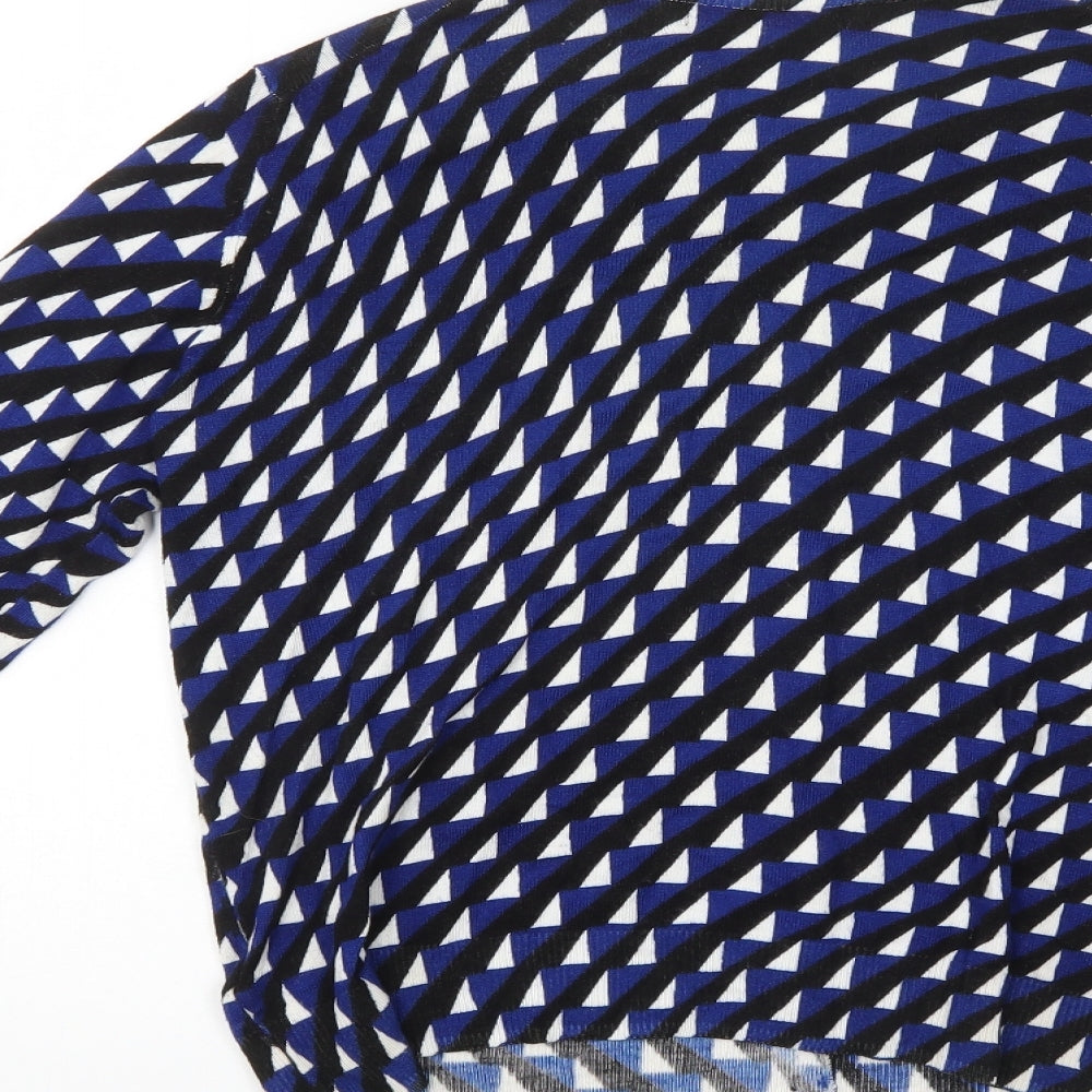 M&S Womens Blue Geometric  Cardigan Jumper Size 12