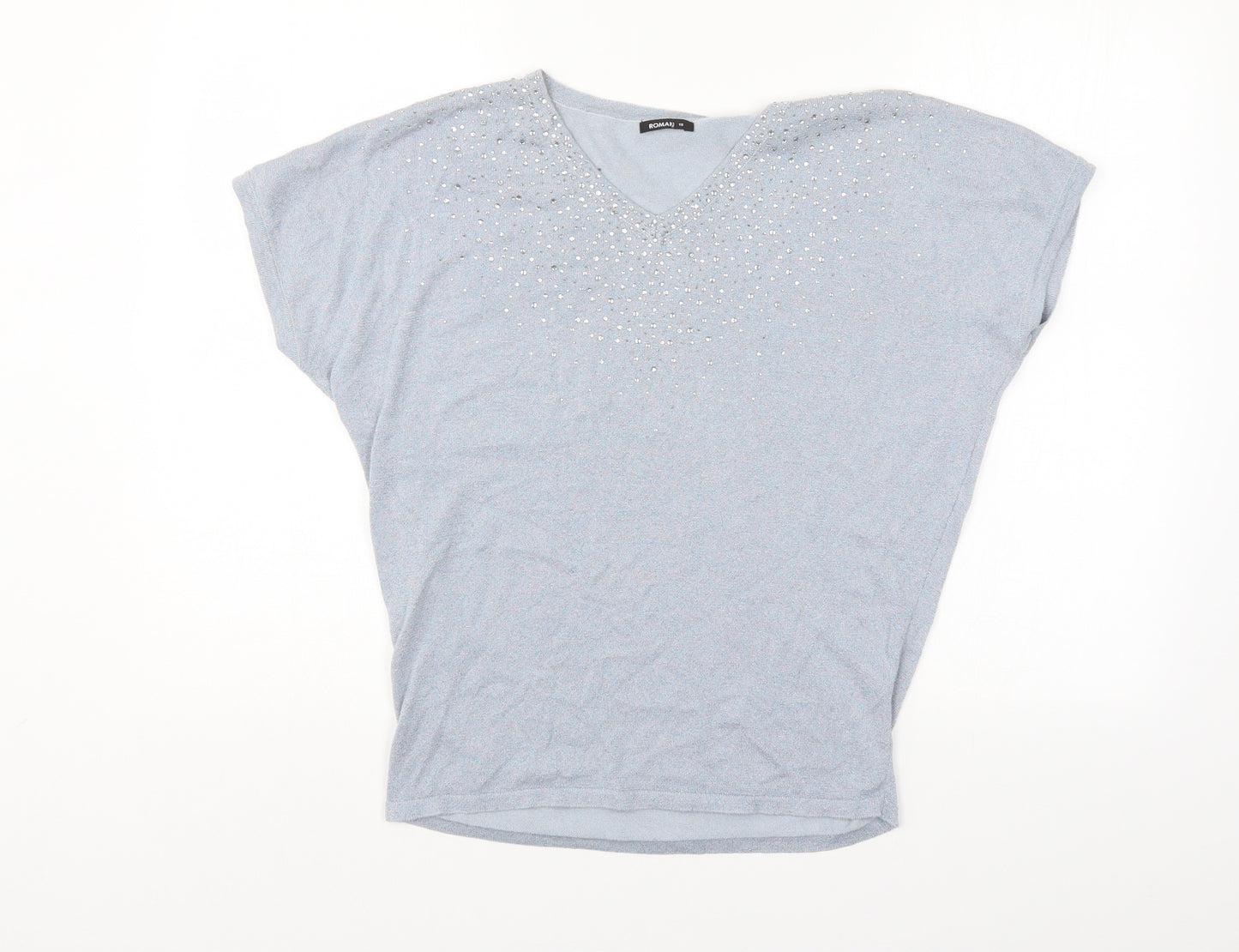 Roman Womens Blue   Basic Blouse Size 10
