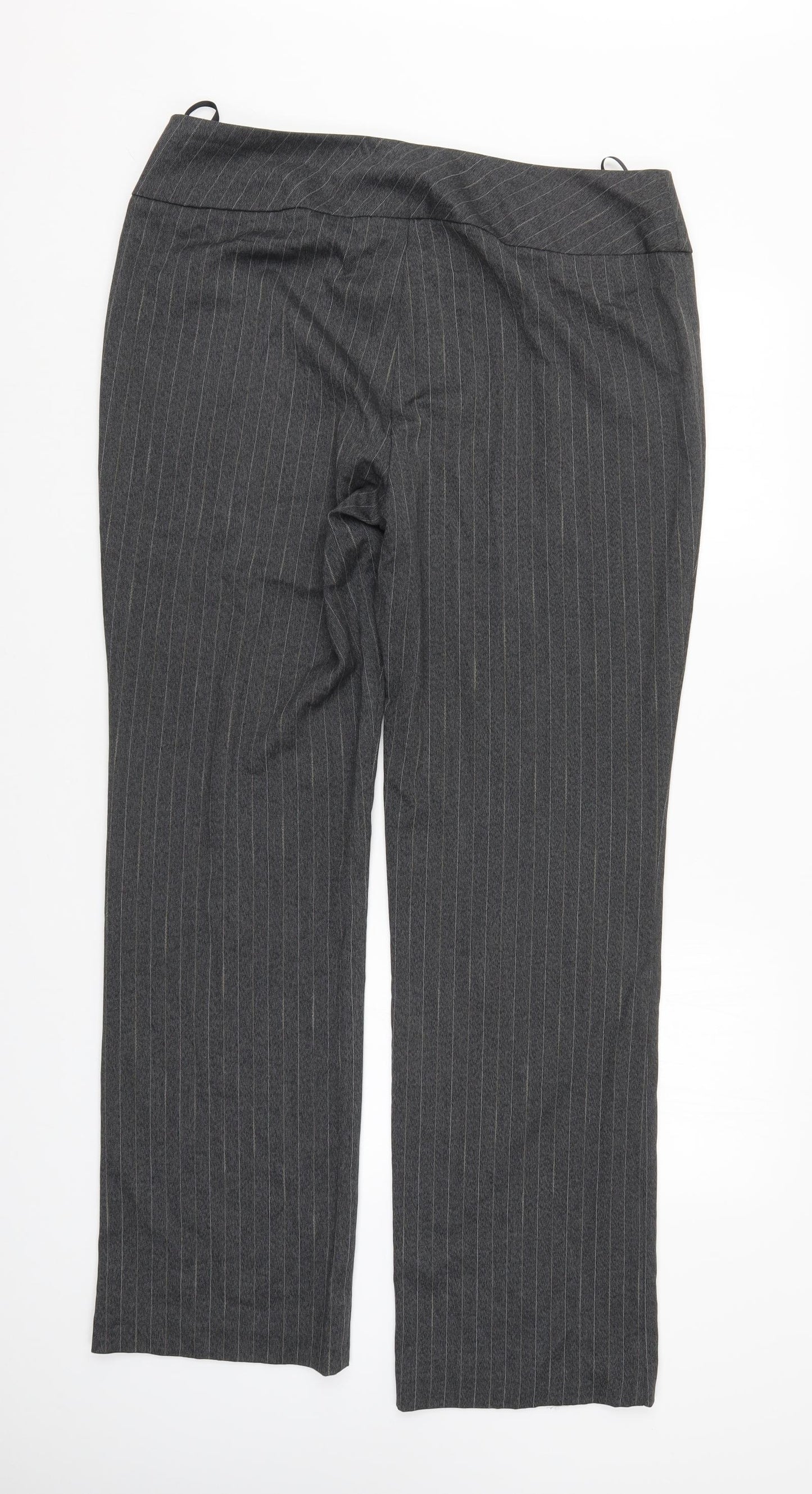 Marks and Spencer Womens Grey Striped  Trousers  Size 18 L32 in