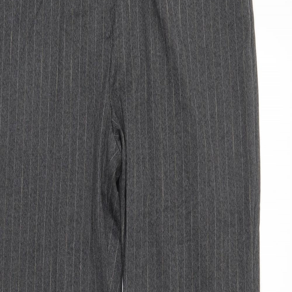 Marks and Spencer Womens Grey Striped  Trousers  Size 18 L32 in