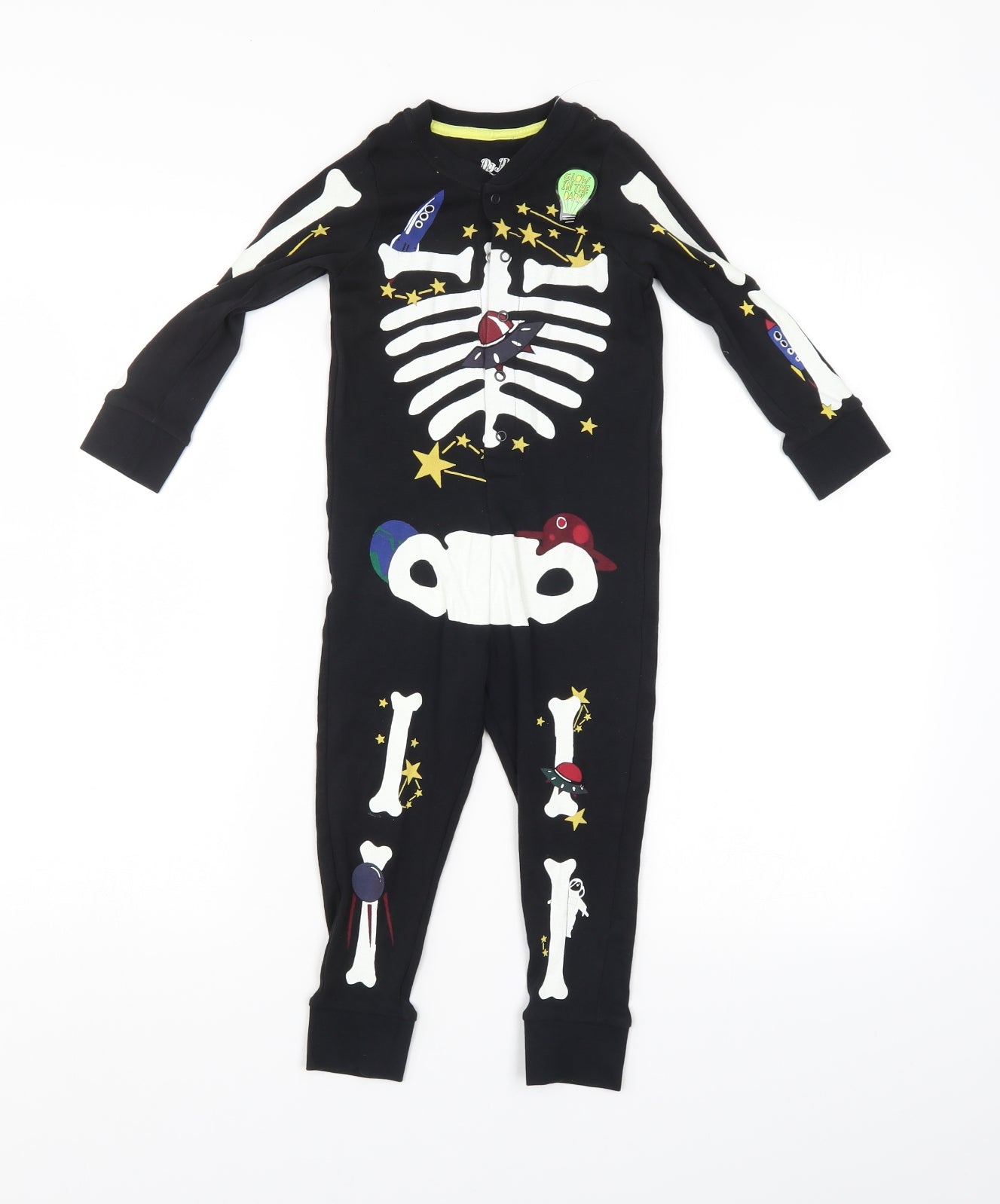 M&S Boys Multicoloured    One Piece Size 2-3 Years  - Glow in the dark Skeleton