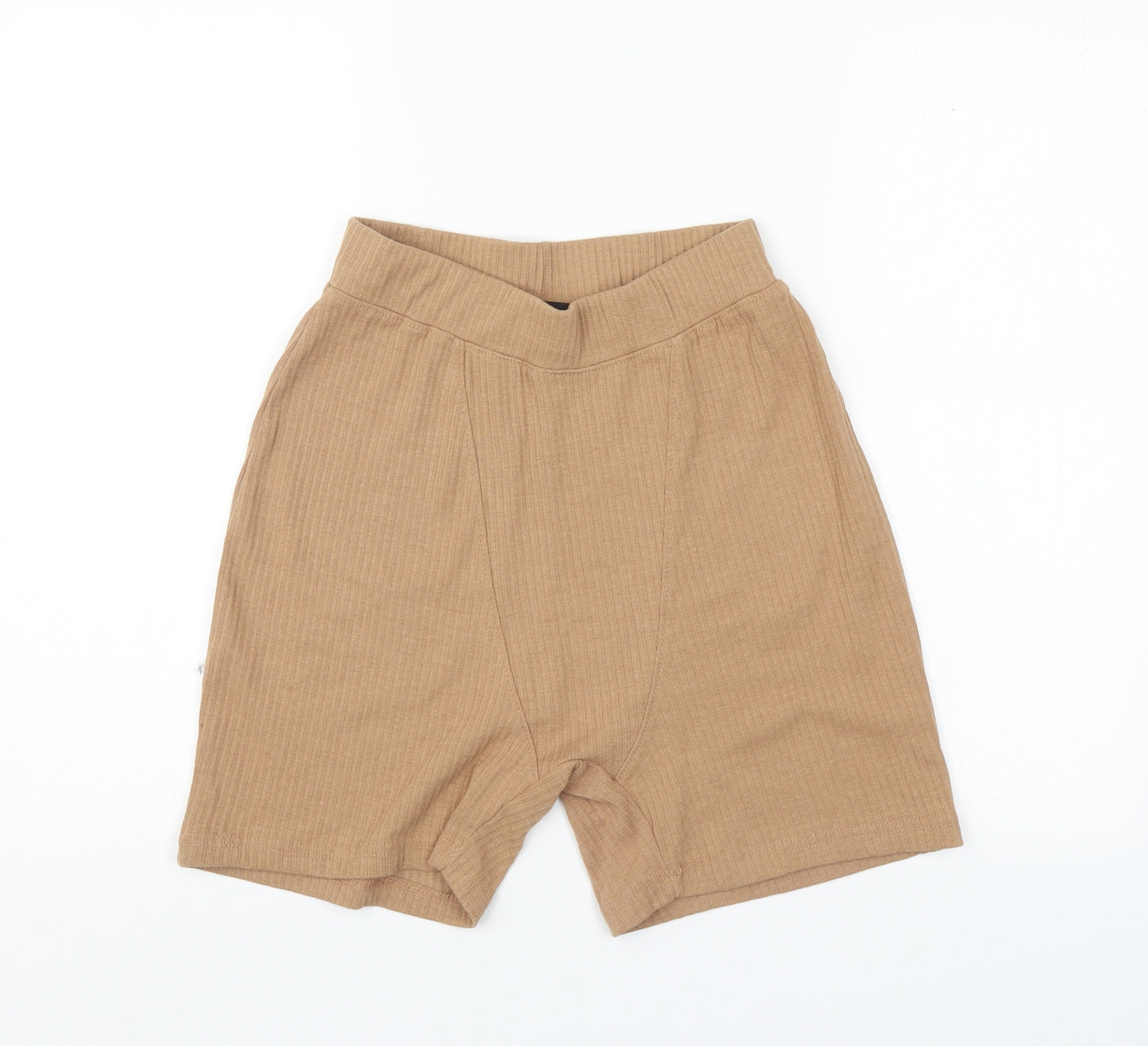 PRETTYLITTLETHING Womens Beige Striped  Compression Shorts Size 14 - Elastic Waist