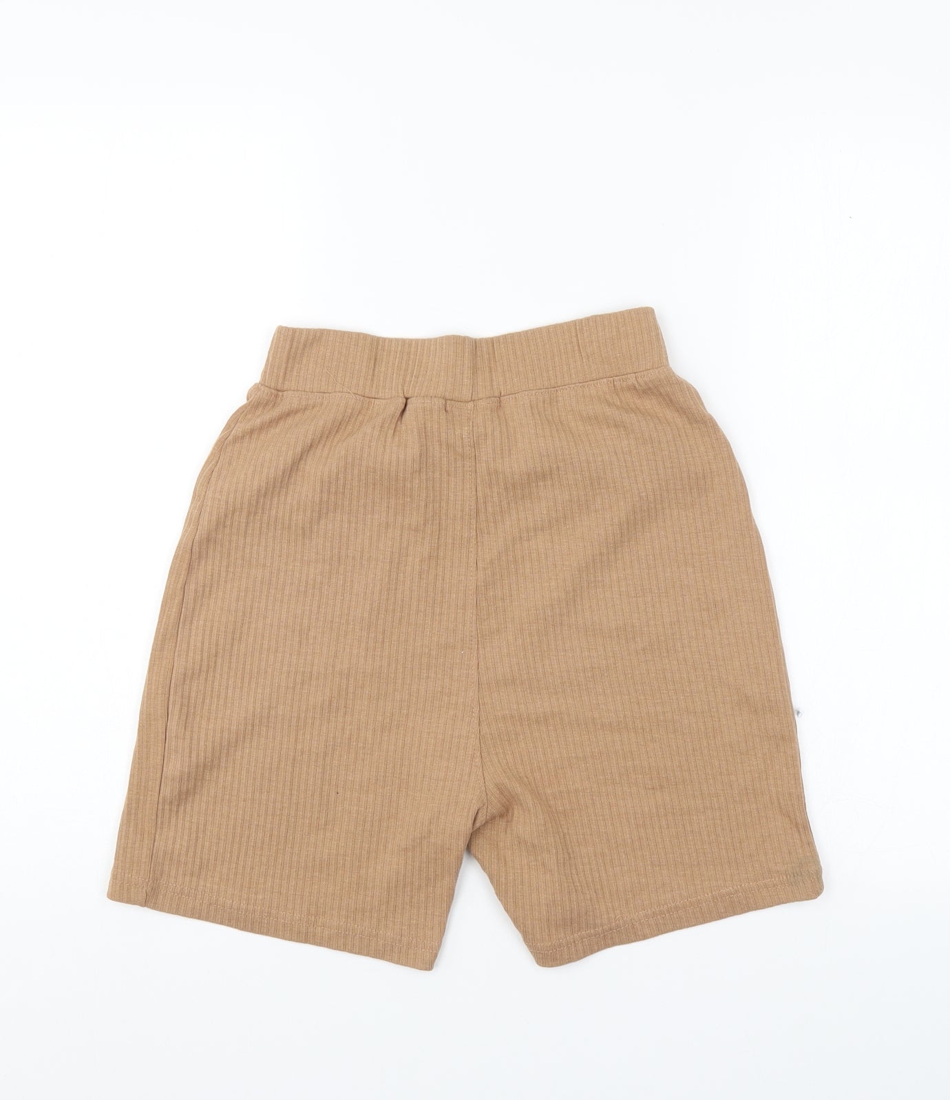 PRETTYLITTLETHING Womens Beige Striped  Compression Shorts Size 14 - Elastic Waist