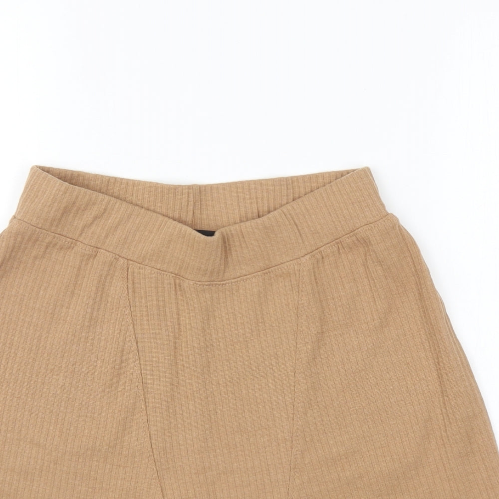 PRETTYLITTLETHING Womens Beige Striped  Compression Shorts Size 14 - Elastic Waist