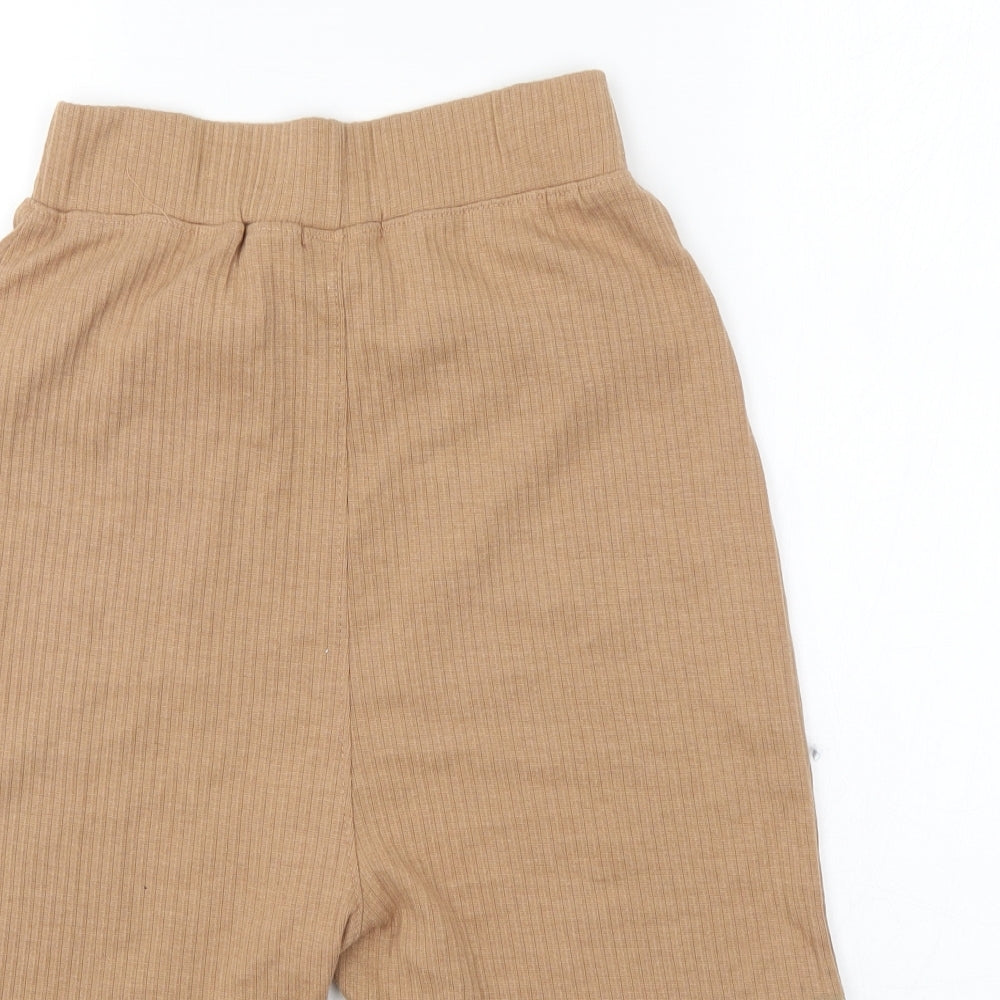 PRETTYLITTLETHING Womens Beige Striped  Compression Shorts Size 14 - Elastic Waist