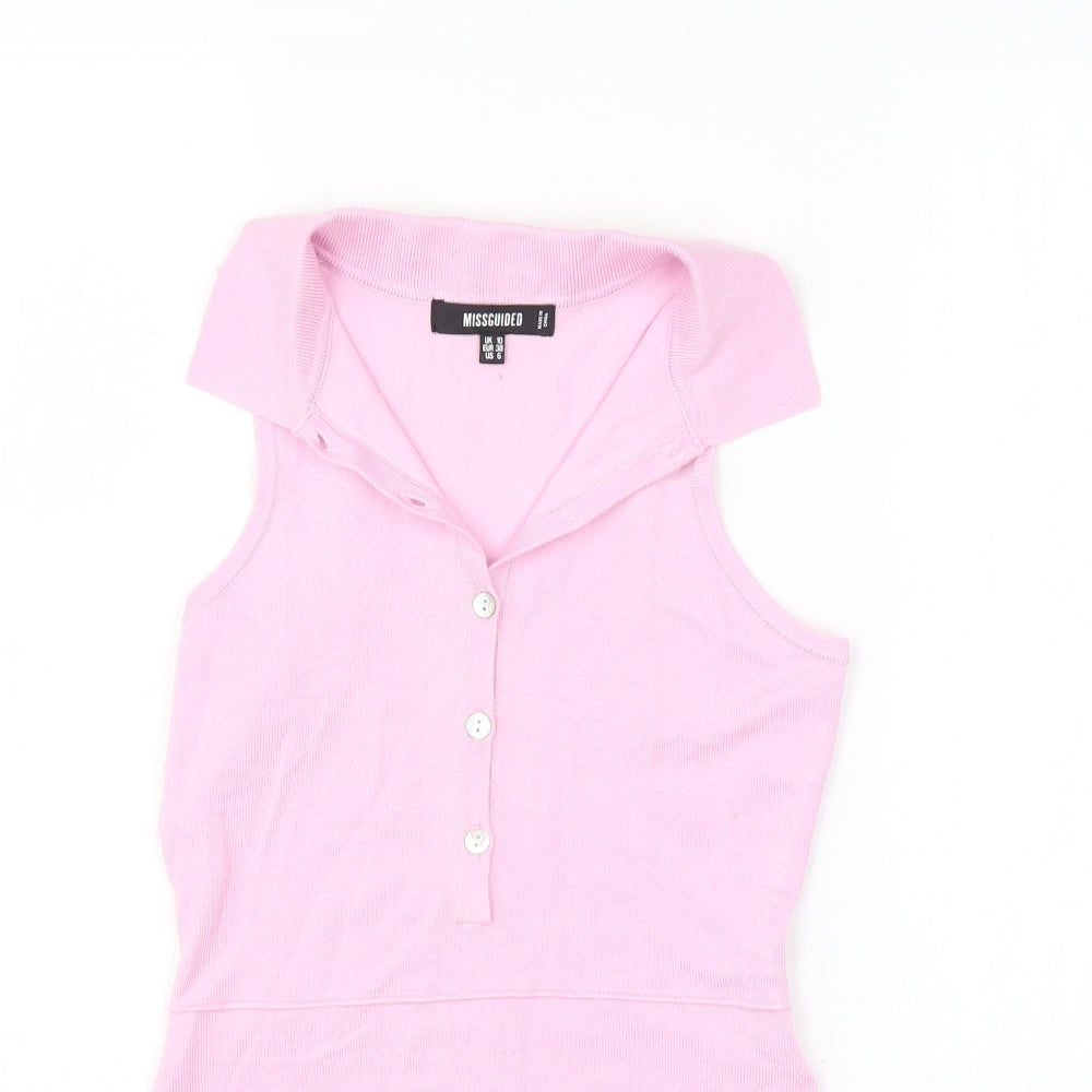 Missguided Womens Pink   Bodysuit One-Piece Size 10
