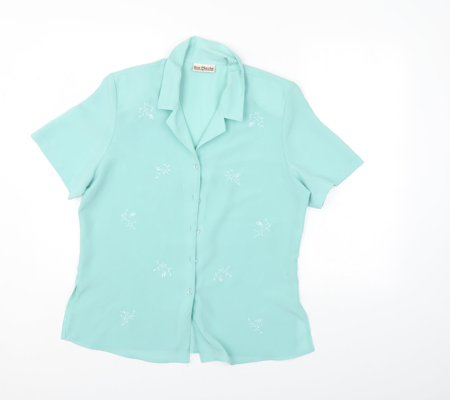 Bonmarché Womens Green Floral  Basic Button-Up Size 12