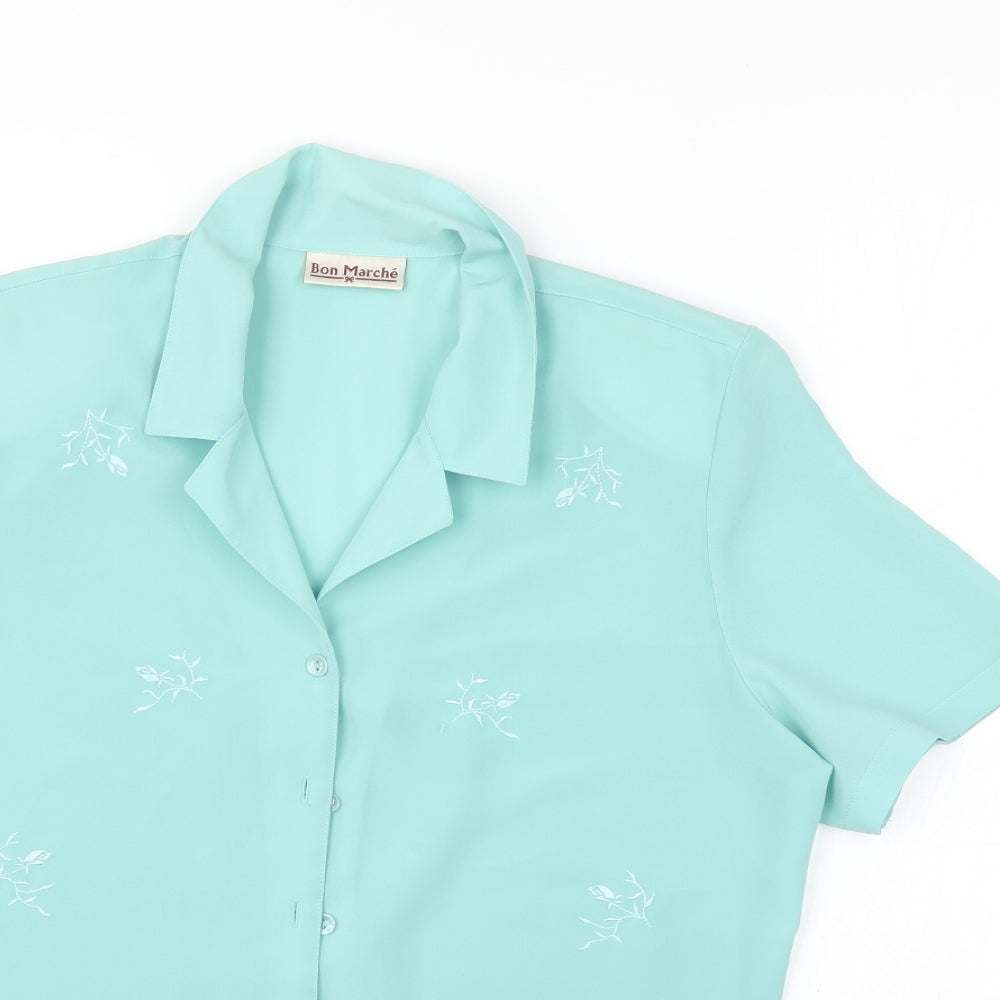 Bonmarché Womens Green Floral  Basic Button-Up Size 12