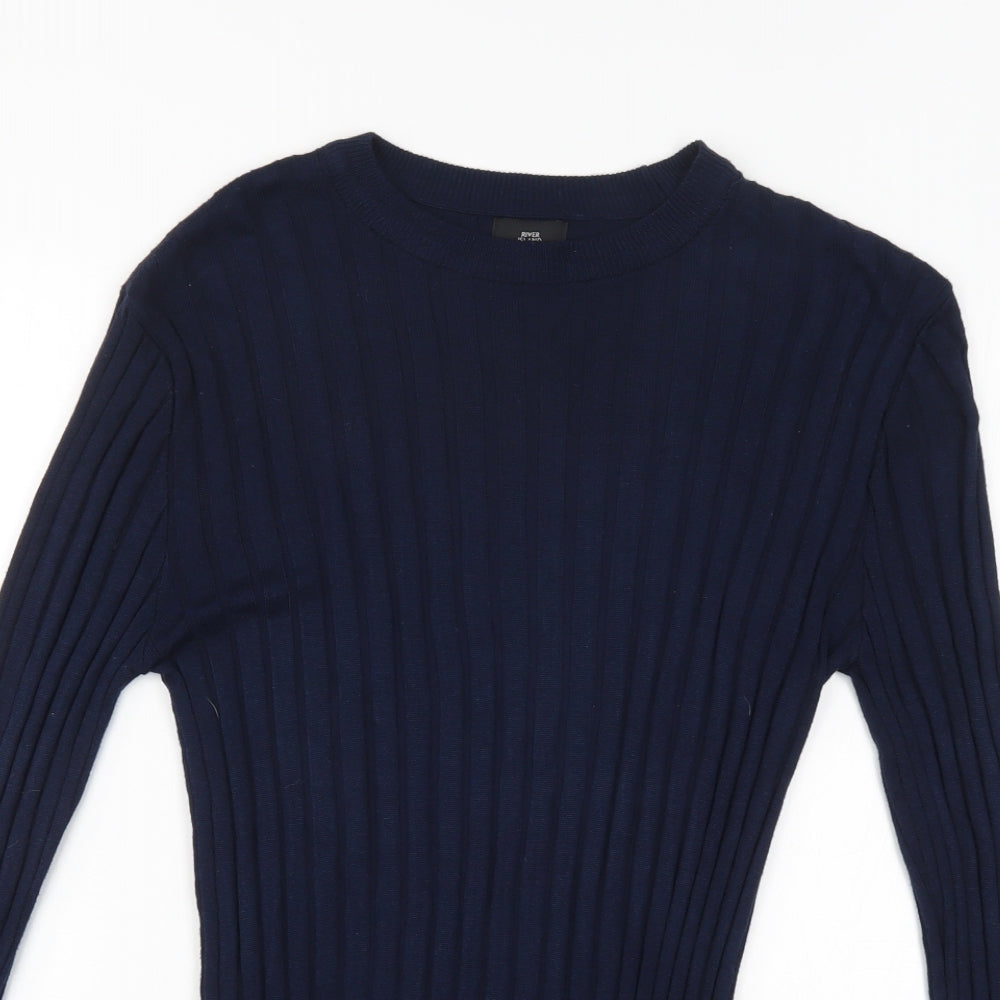 River Island Womens Blue Striped  Pullover Jumper Size M