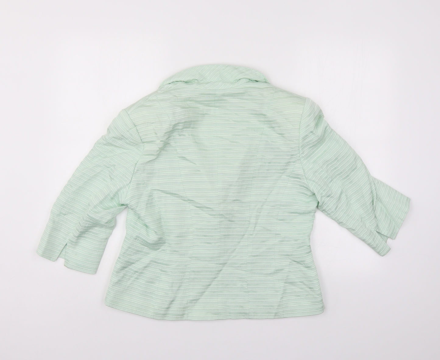 Minuet Womens Green Striped  Jacket Suit Jacket Size 14