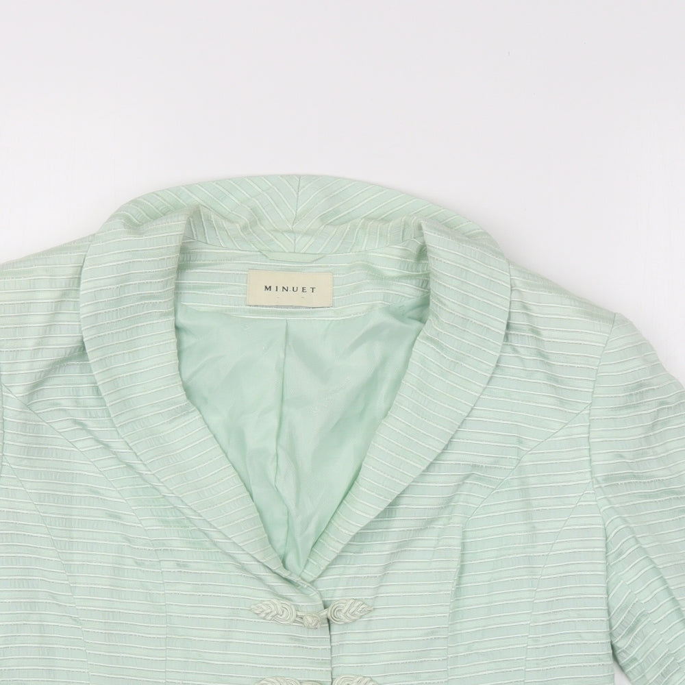 Minuet Womens Green Striped  Jacket Suit Jacket Size 14