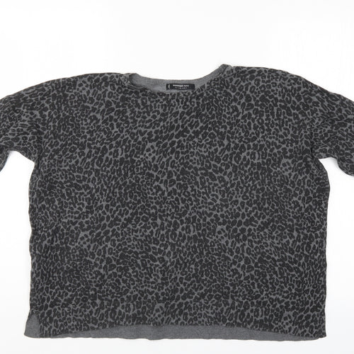 Mango Womens Grey Animal Print  Pullover Jumper Size M