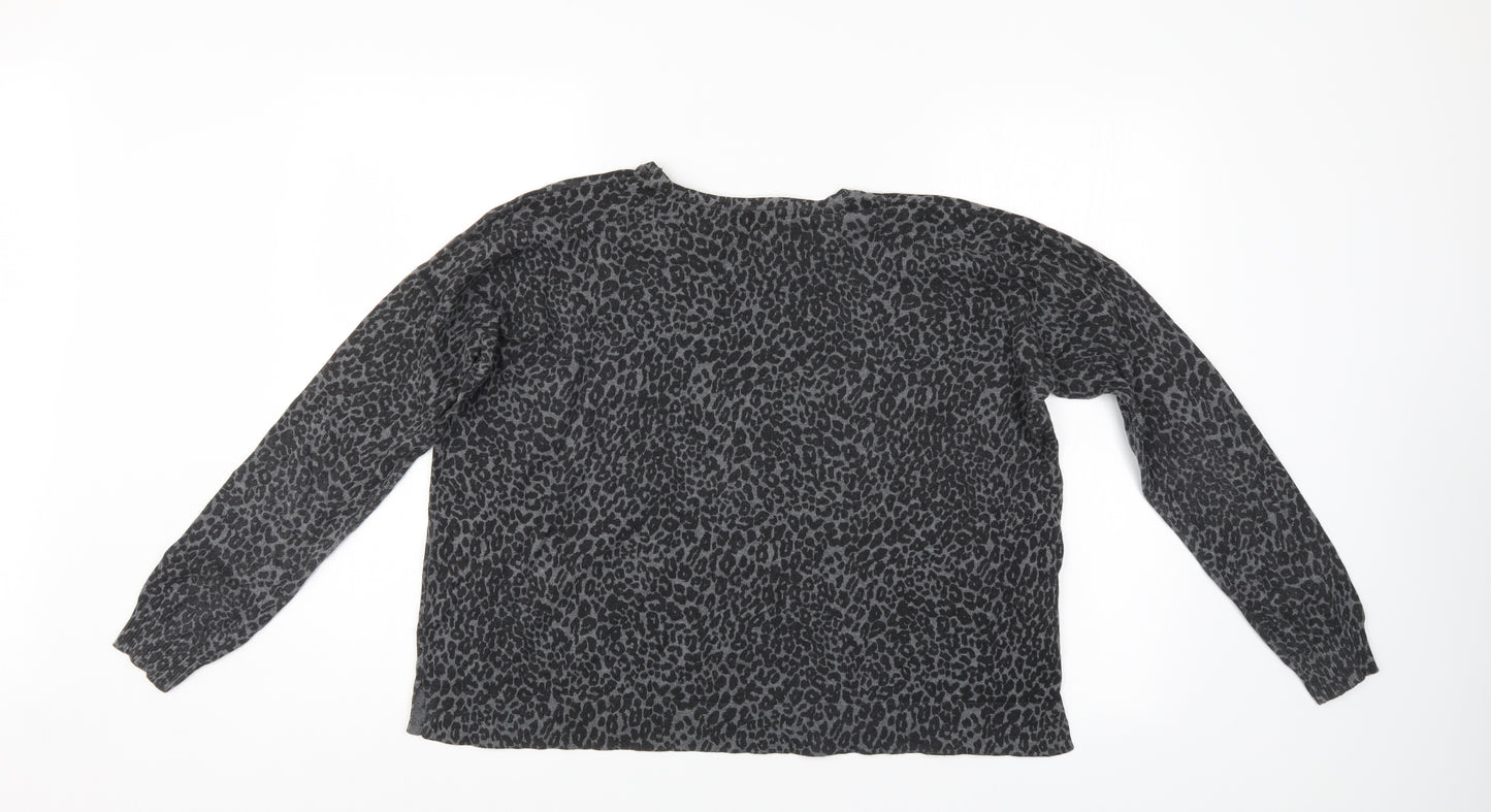Mango Womens Grey Animal Print  Pullover Jumper Size M