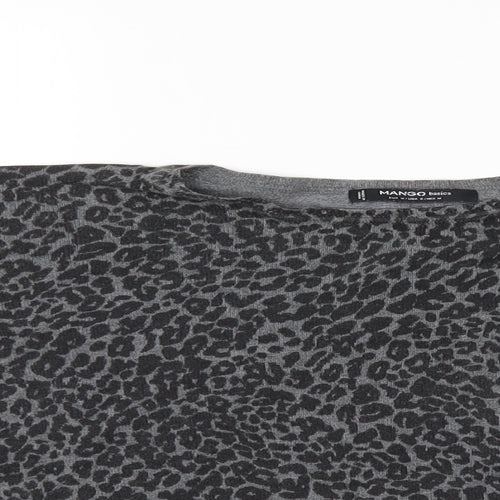 Mango Womens Grey Animal Print  Pullover Jumper Size M