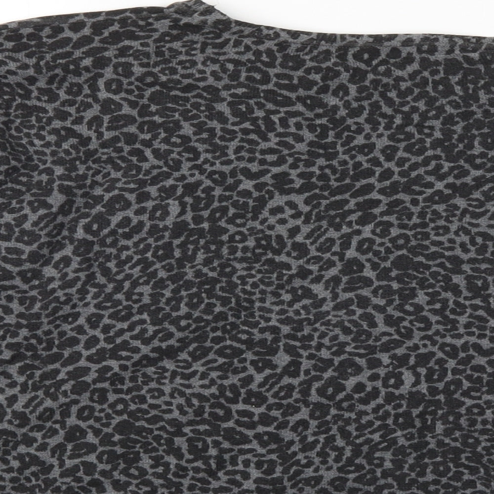 Mango Womens Grey Animal Print  Pullover Jumper Size M