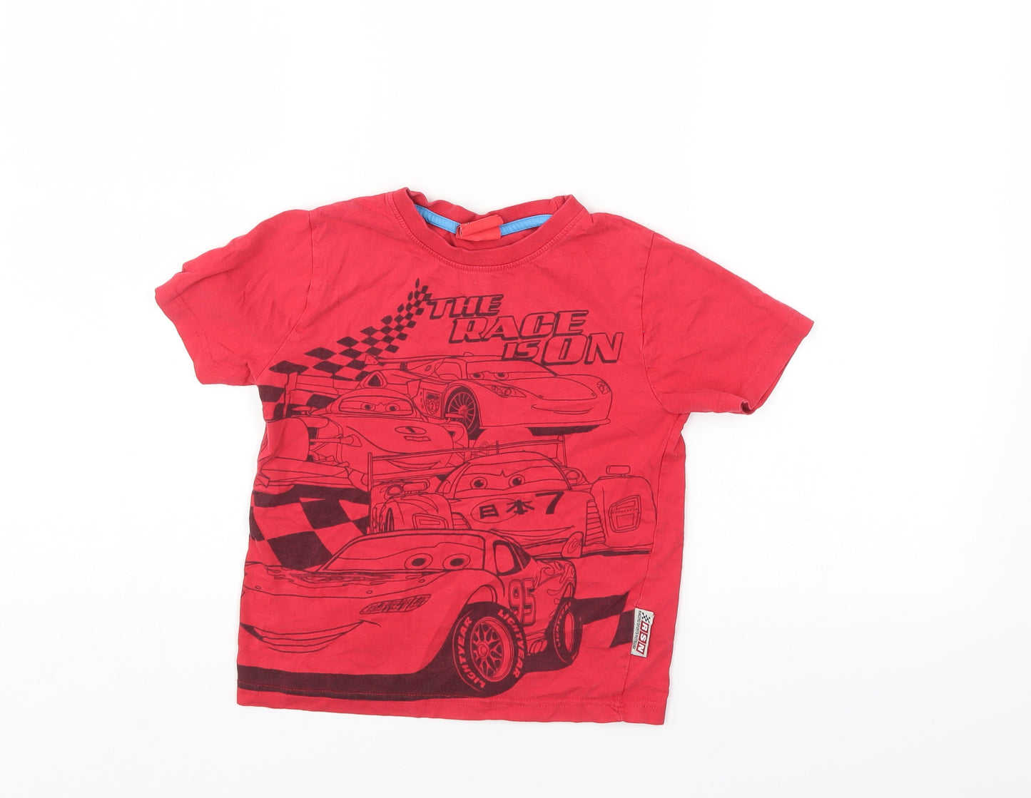 Disney Boys Red   Basic T-Shirt Size 5-6 Years  - cars