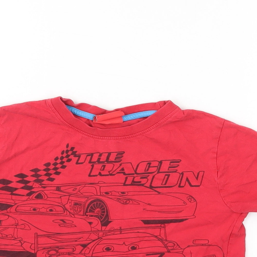 Disney Boys Red   Basic T-Shirt Size 5-6 Years  - cars