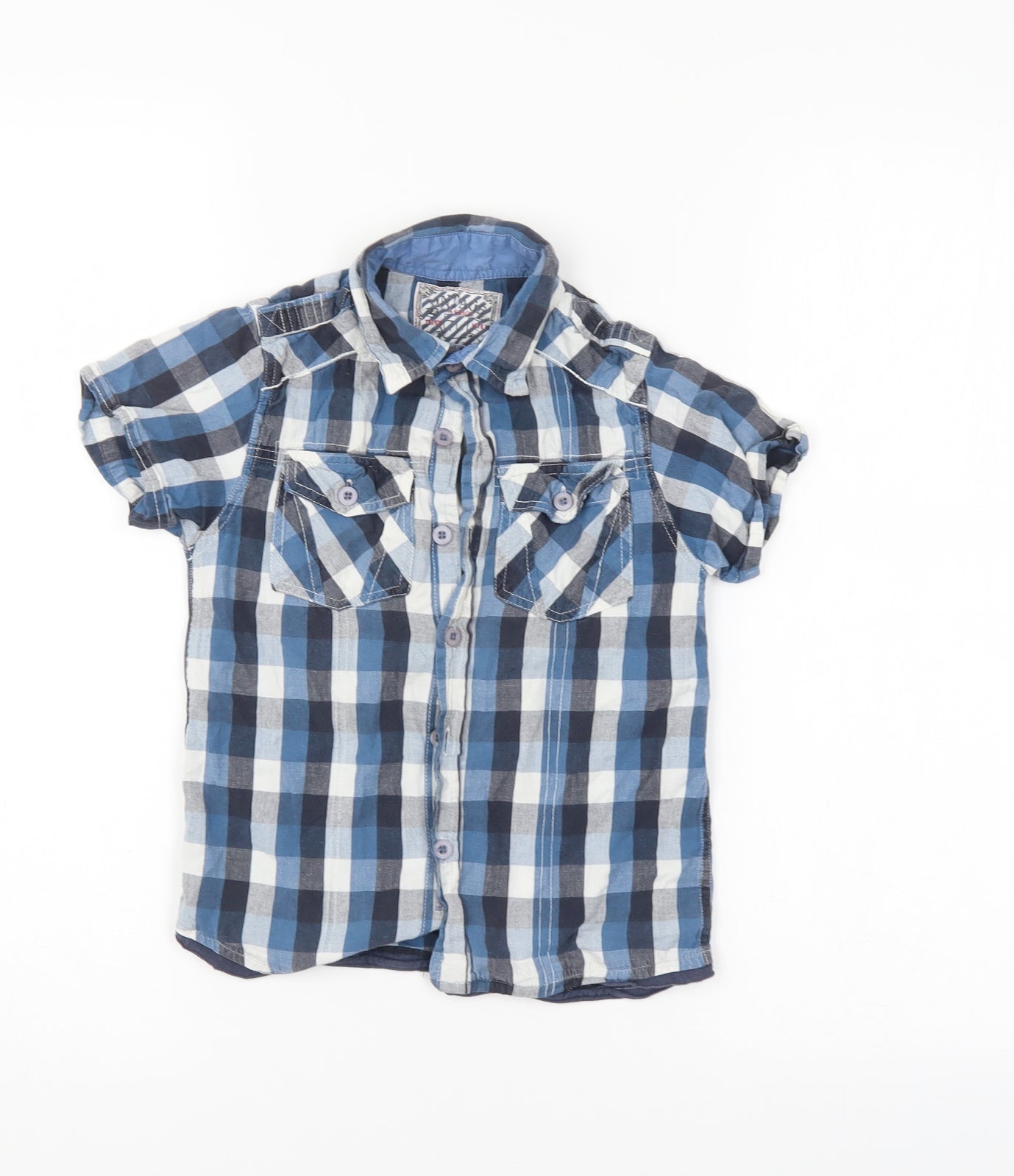 TU Boys Blue Check  Basic Button-Up Size 4 Years