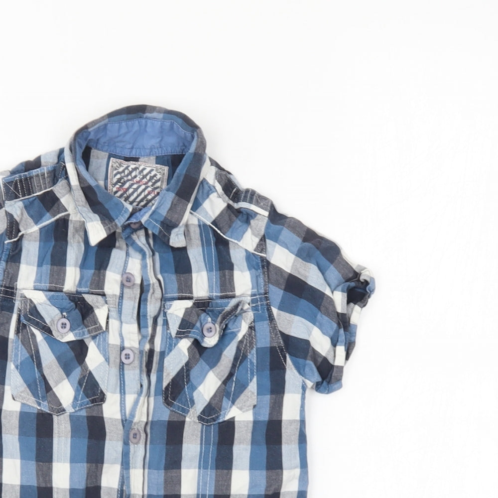 TU Boys Blue Check  Basic Button-Up Size 4 Years
