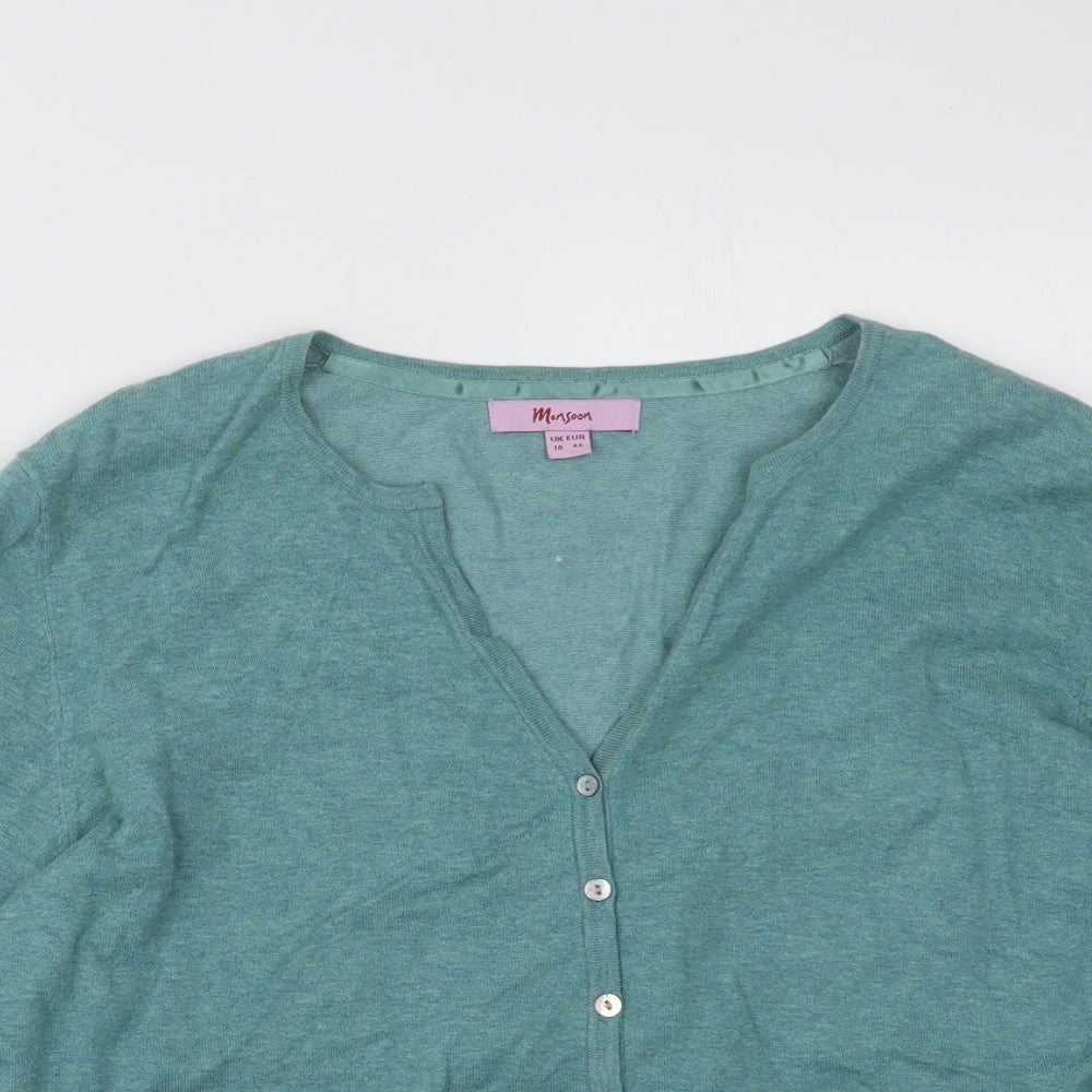 Monsoon Womens Blue  Knit Cardigan Jumper Size 18