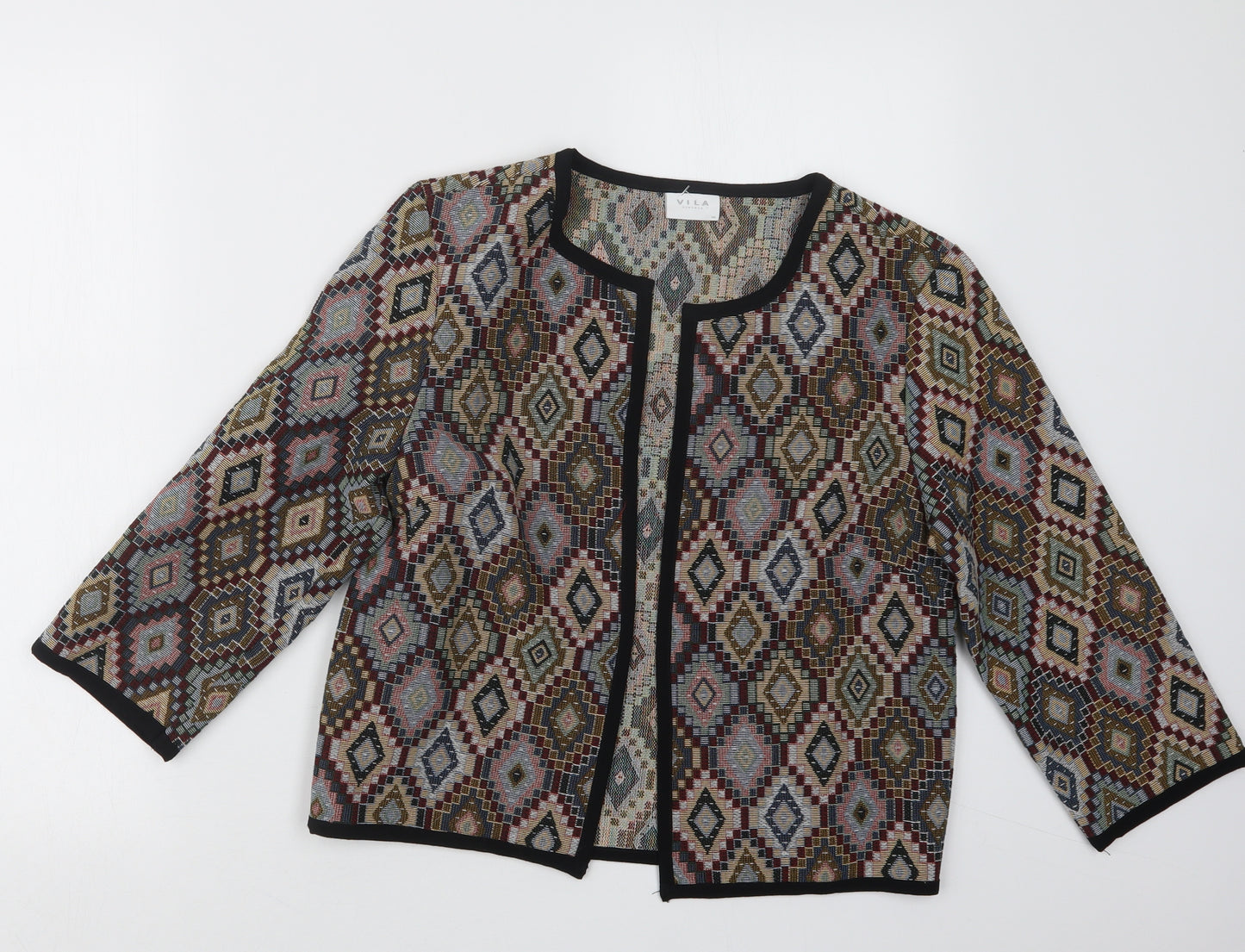 Villa Womens Black Geometric  Jacket  Size 8