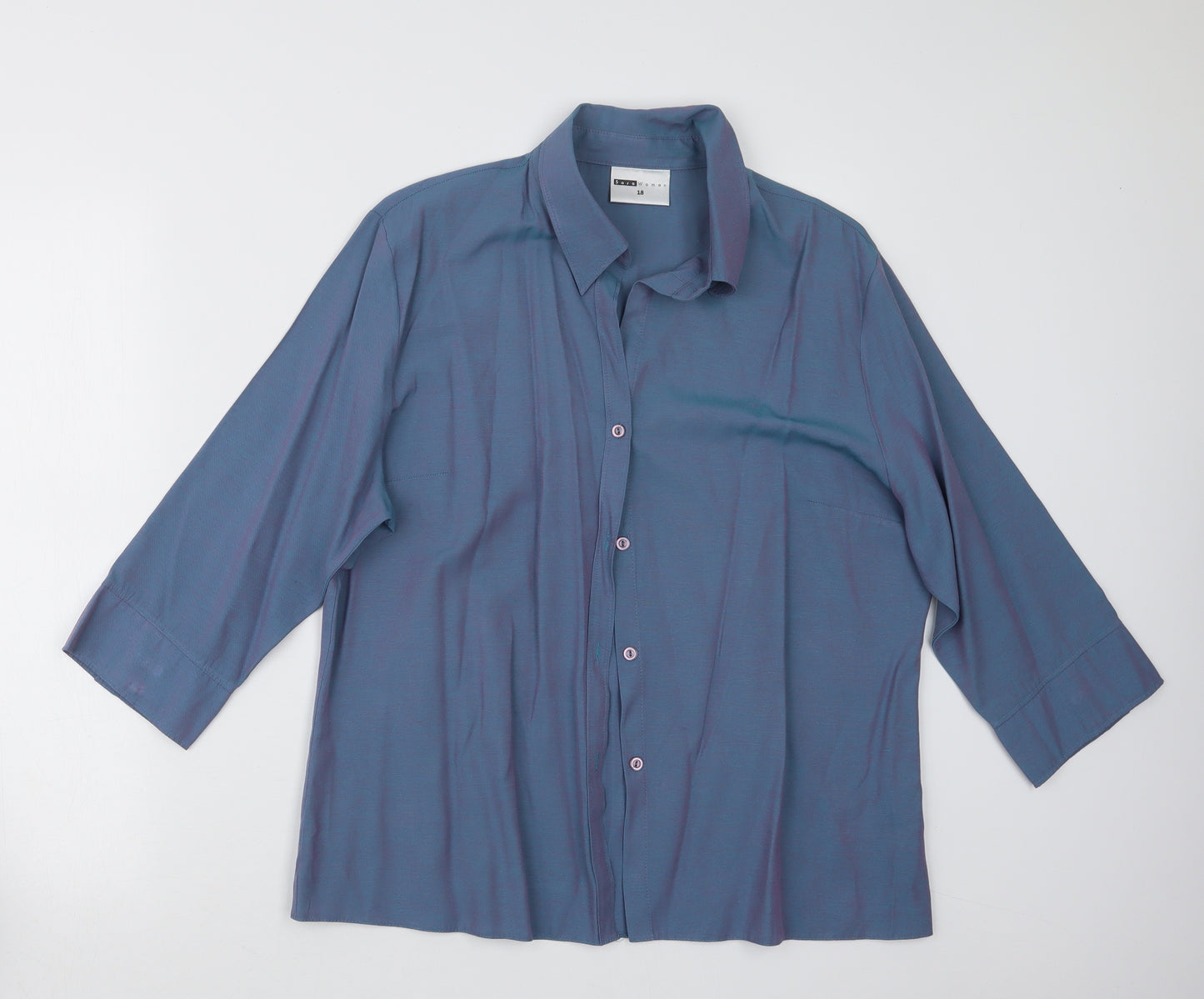 Sara Womens Blue   Basic Button-Up Size 18