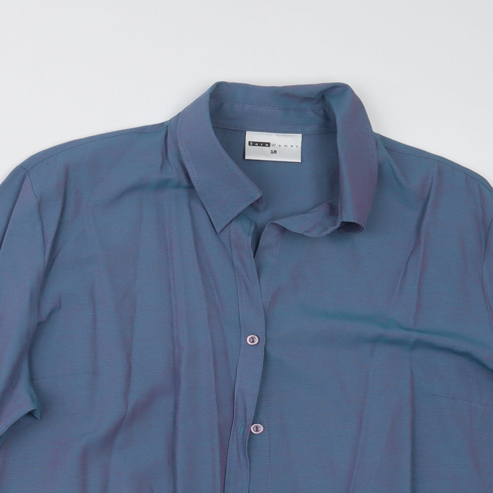 Sara Womens Blue   Basic Button-Up Size 18