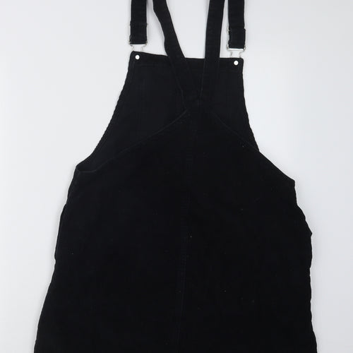 Denim Co. Womens Black  Velvet Pinafore/Dungaree Dress  Size 14