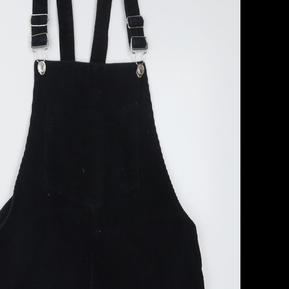 Denim Co. Womens Black  Velvet Pinafore/Dungaree Dress  Size 14