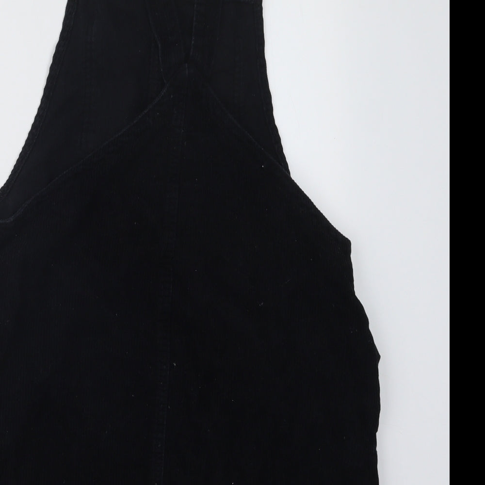 Denim Co. Womens Black  Velvet Pinafore/Dungaree Dress  Size 14