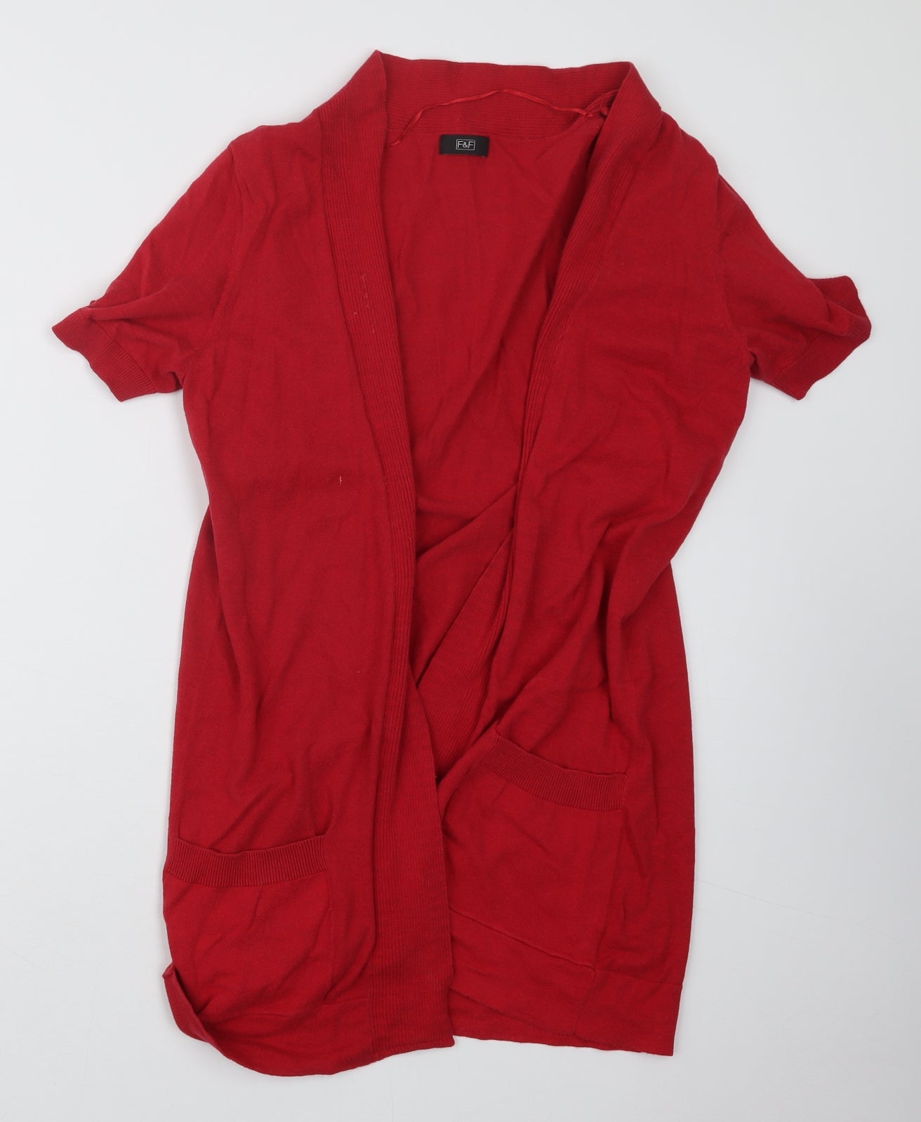 F&F Womens Red  Knit Cardigan Jumper Size 14