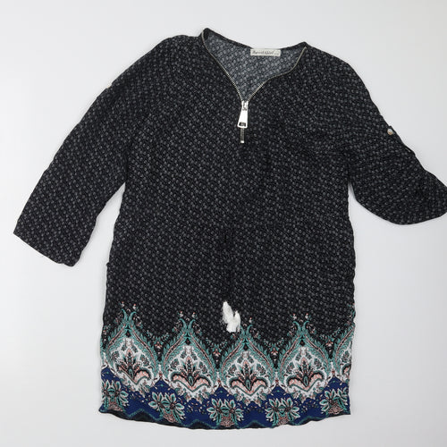Sweet Girl Womens Black Geometric  Basic Blouse Size S