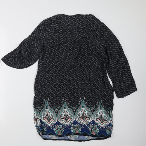 Sweet Girl Womens Black Geometric  Basic Blouse Size S