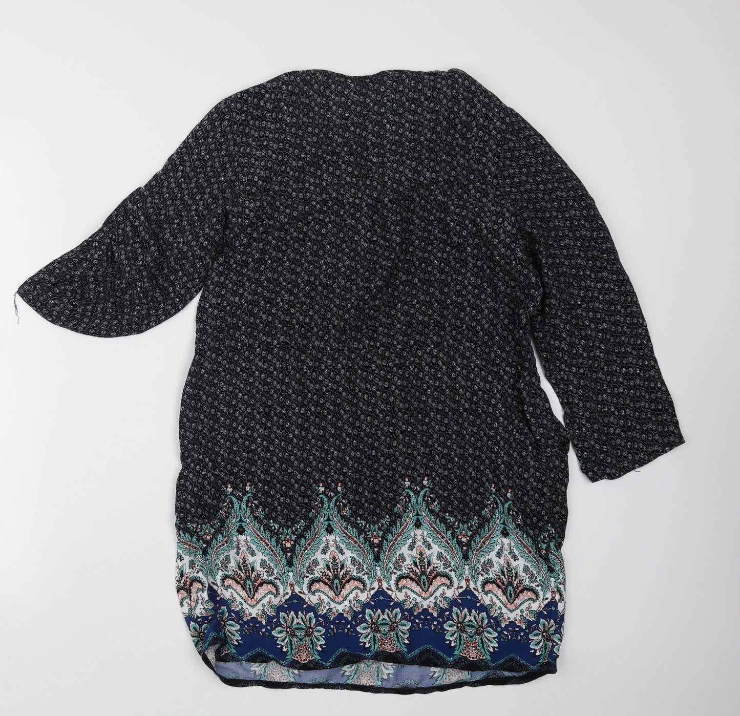 Sweet Girl Womens Black Geometric  Basic Blouse Size S