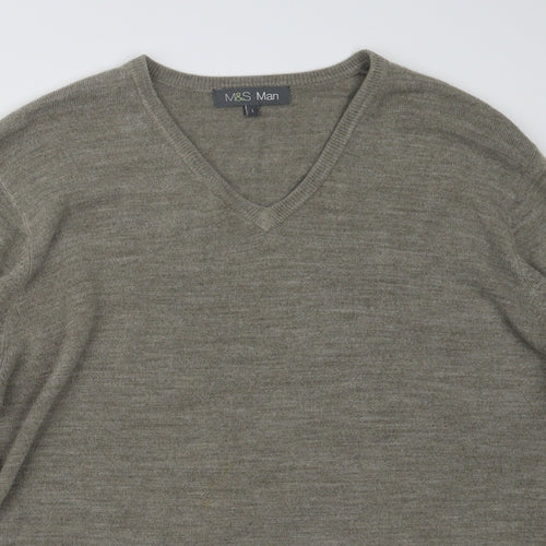 Marks and Spencer Mens Beige  Knit Pullover Jumper Size L
