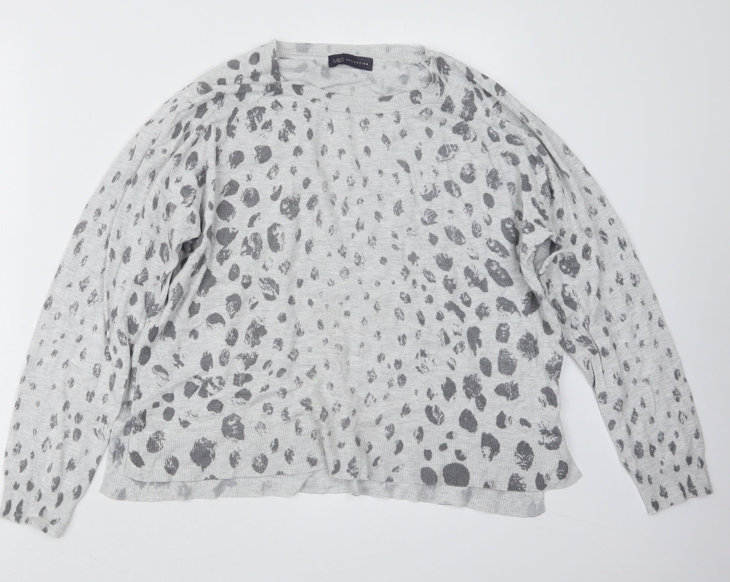 Marks and Spencer Womens Grey Geometric  Pullover Jumper Size 16