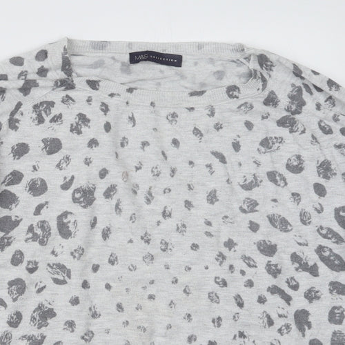 Marks and Spencer Womens Grey Geometric  Pullover Jumper Size 16