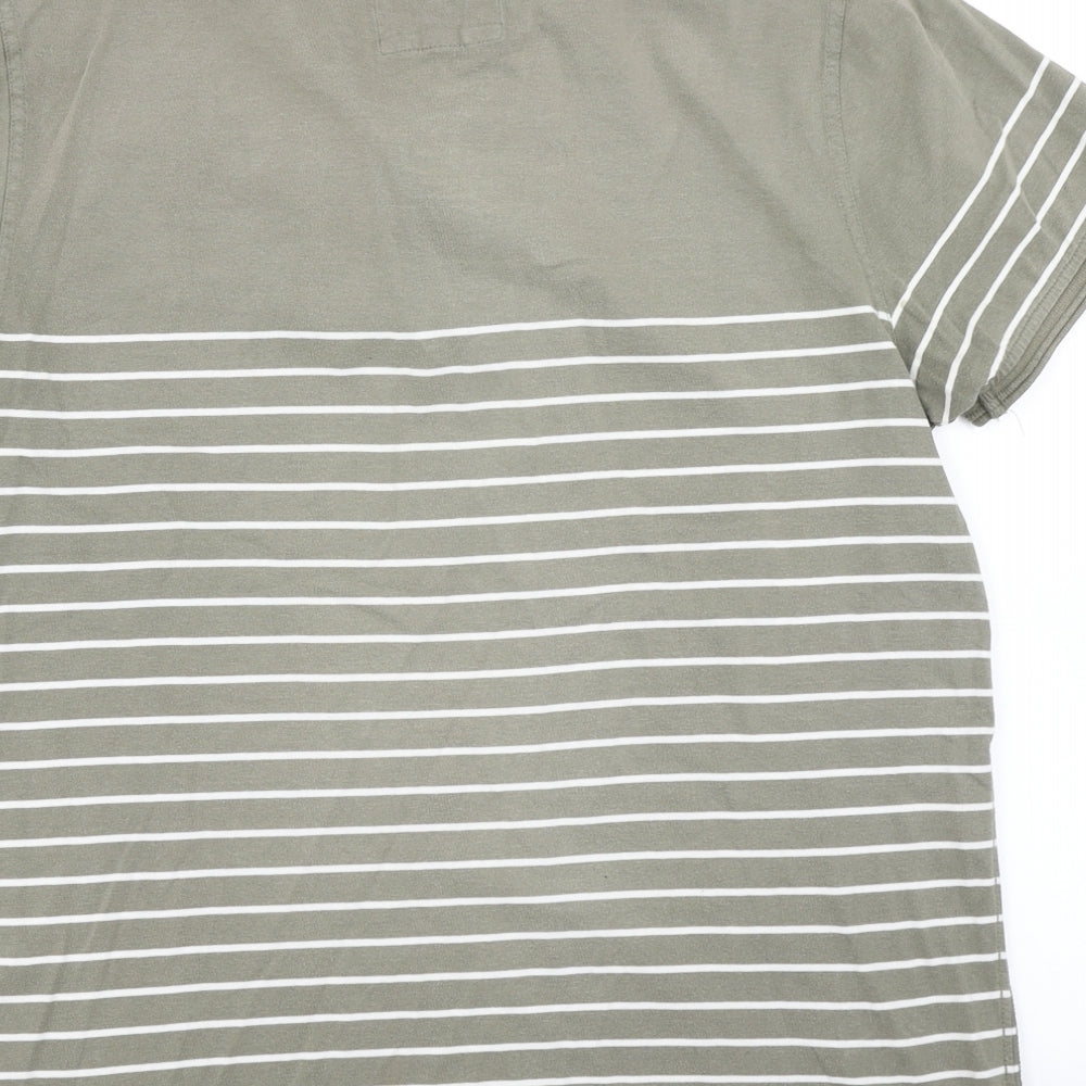 Fat Face Mens Green Striped   Polo Size L