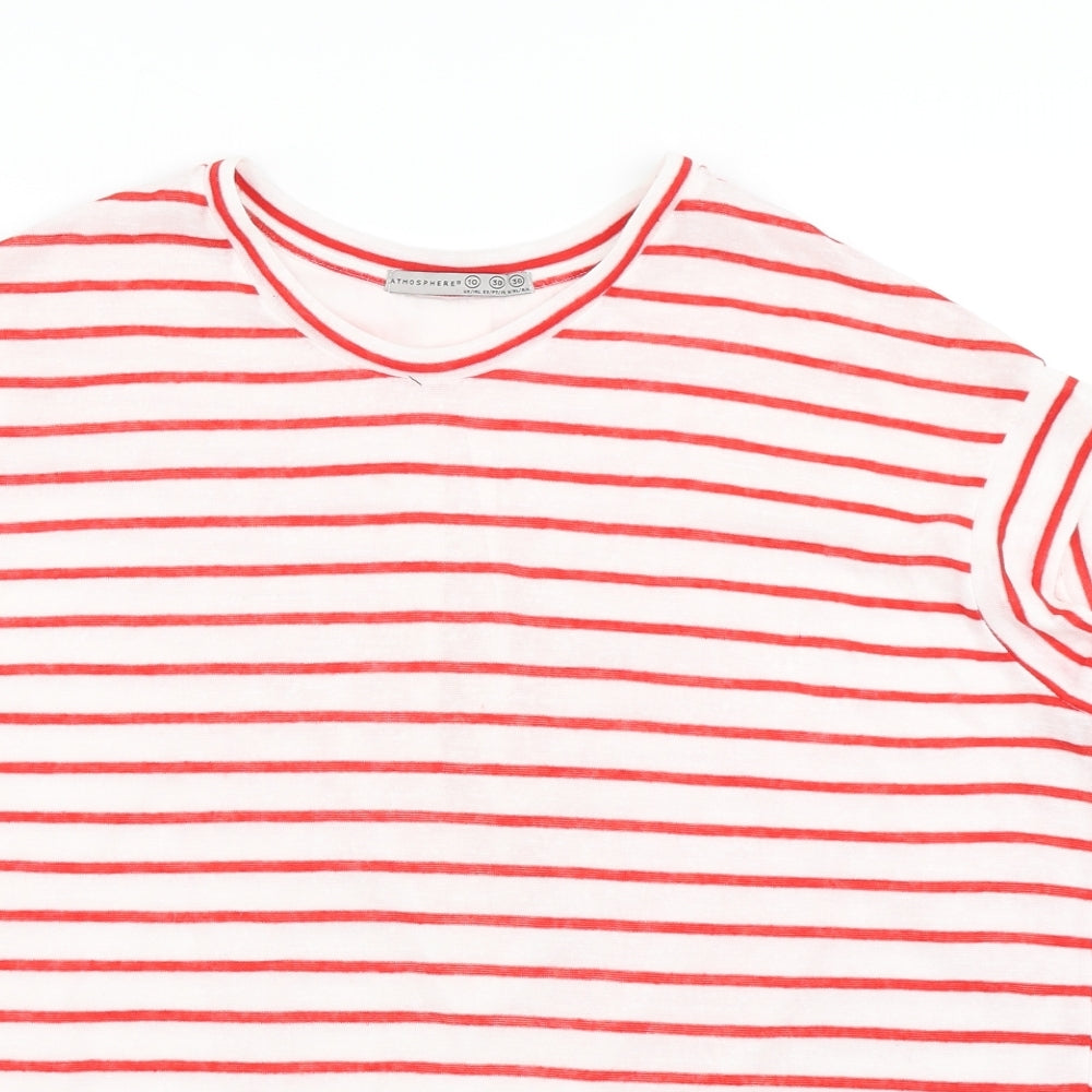 Atmosphere Womens Red Striped  Basic T-Shirt Size 10
