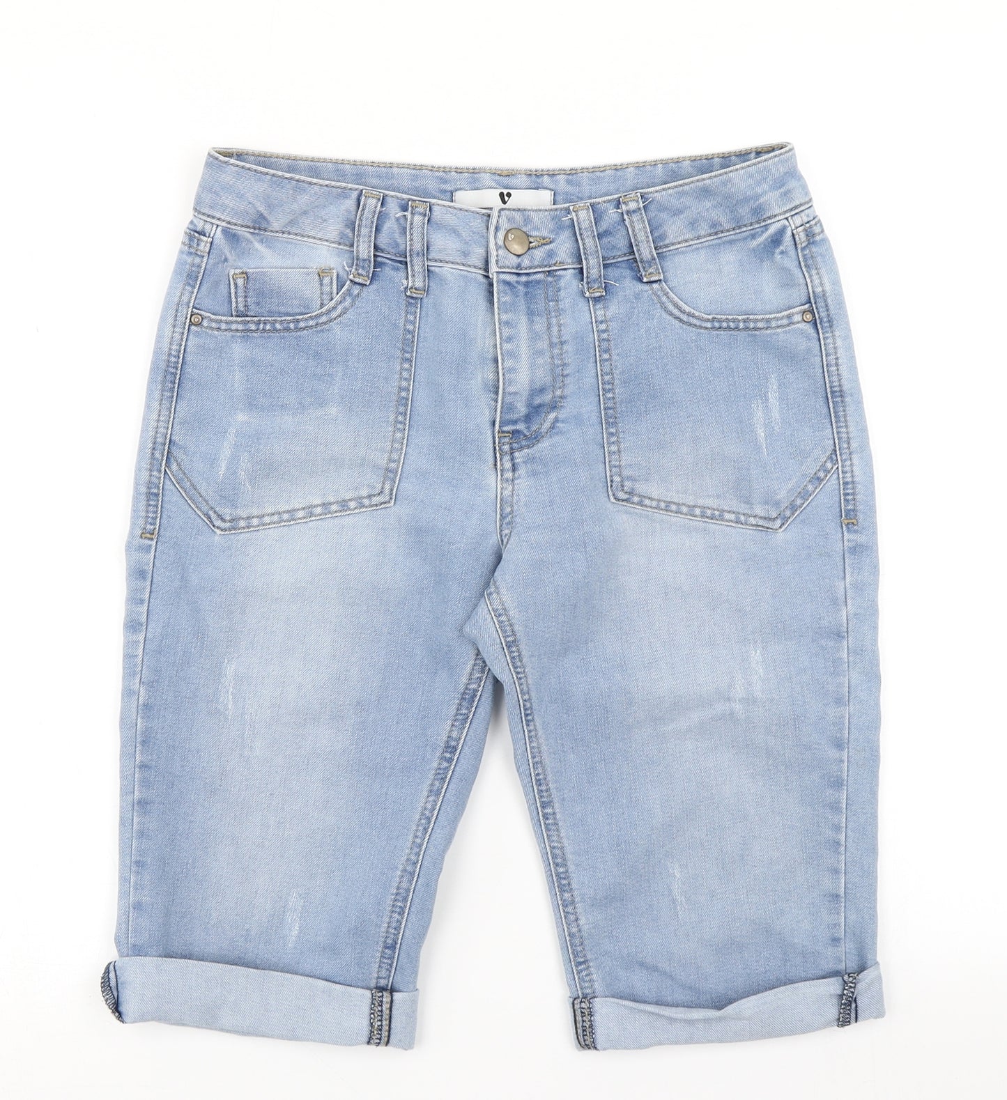 V Womens Blue  Denim Boyfriend Shorts Size 8