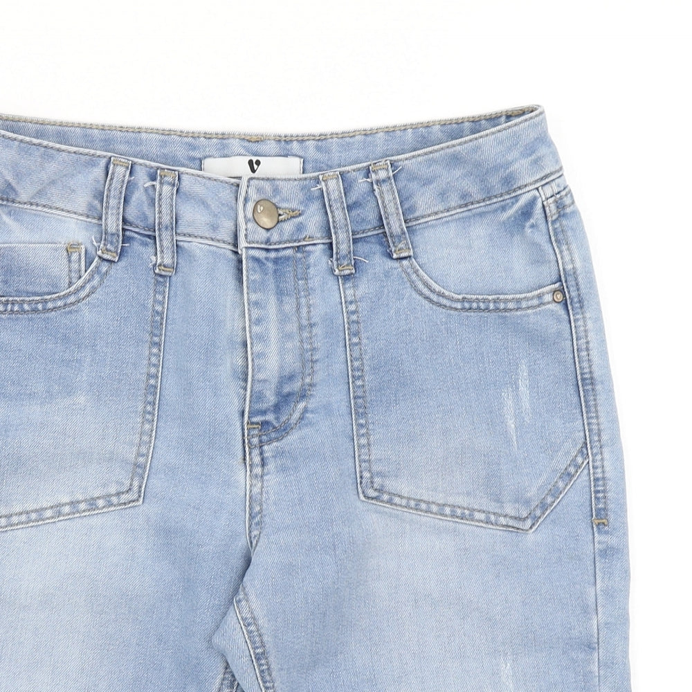 V Womens Blue  Denim Boyfriend Shorts Size 8