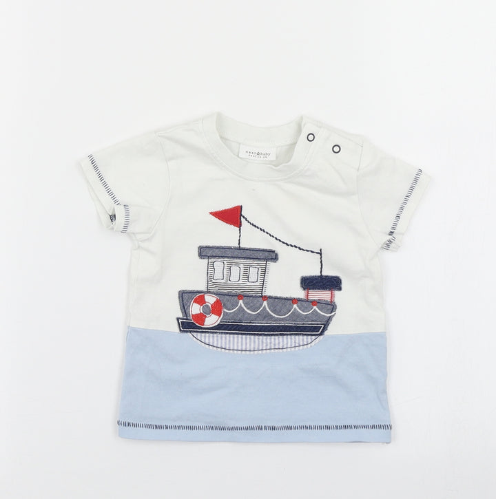 NEXT Boys Blue   Basic T-Shirt Size 0-3 Months  - Boat print