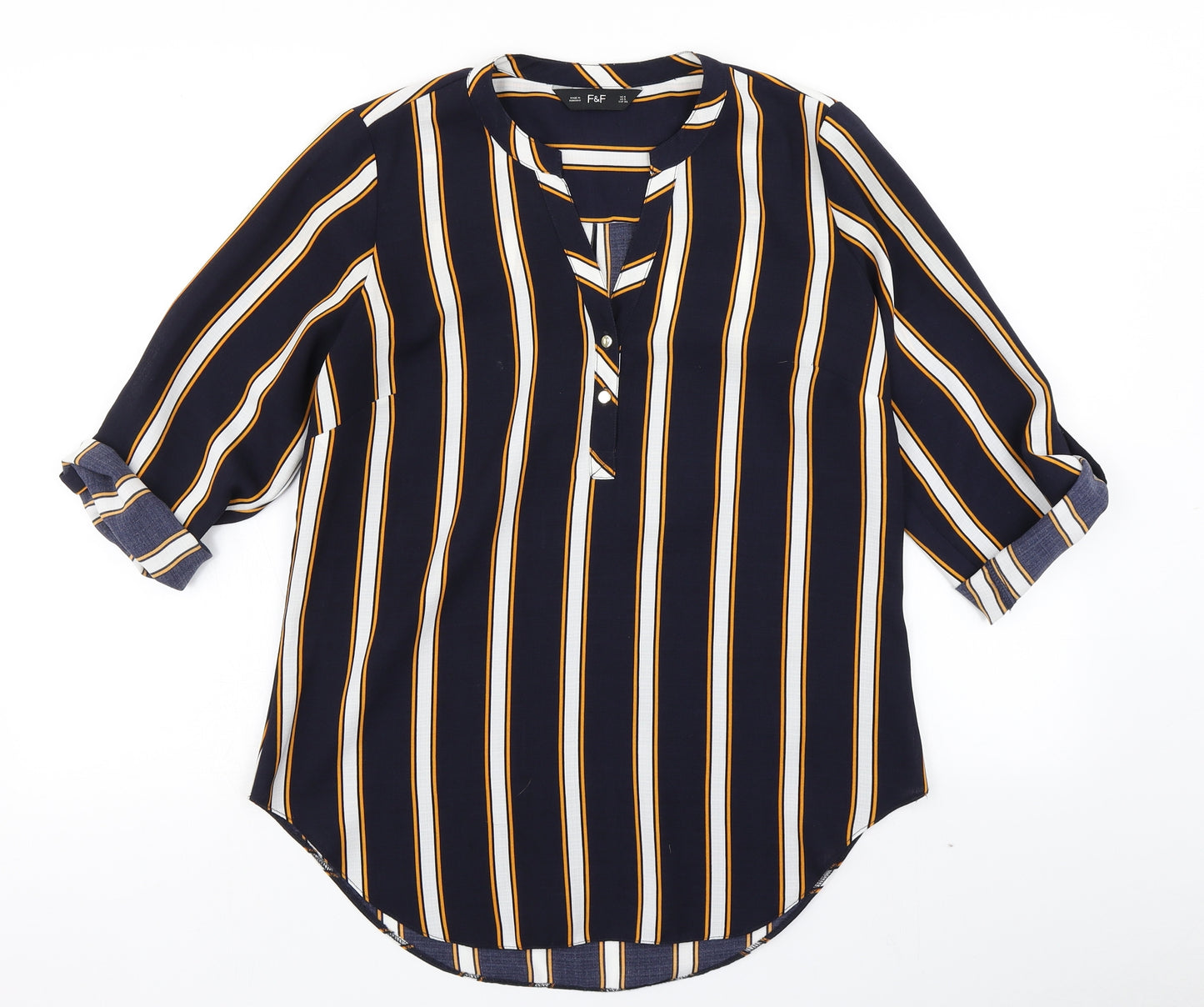 F&F Womens Blue Striped  Basic Blouse Size 8